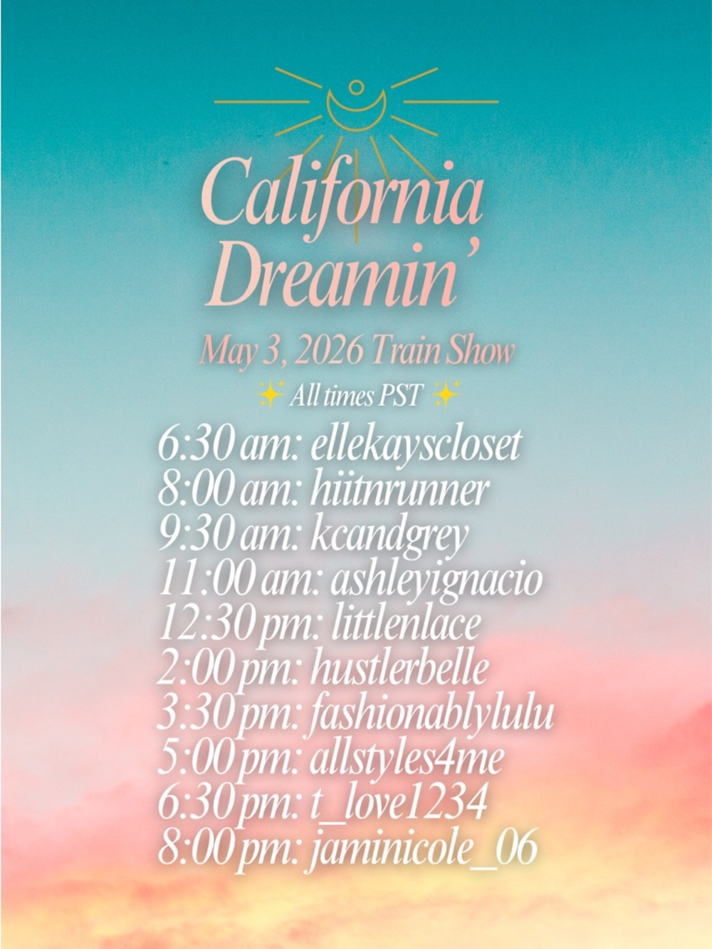 🌞 🌴 5.3 California Dreamin’ Train Show